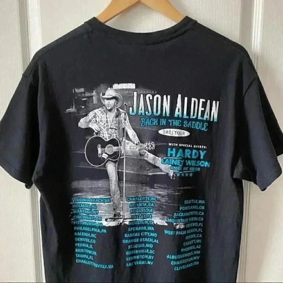 Jason Aldean T-Shirt Back in the Saddle 2021 Concert  Tour Band Tee Black Medium - Picture 9 of 16
